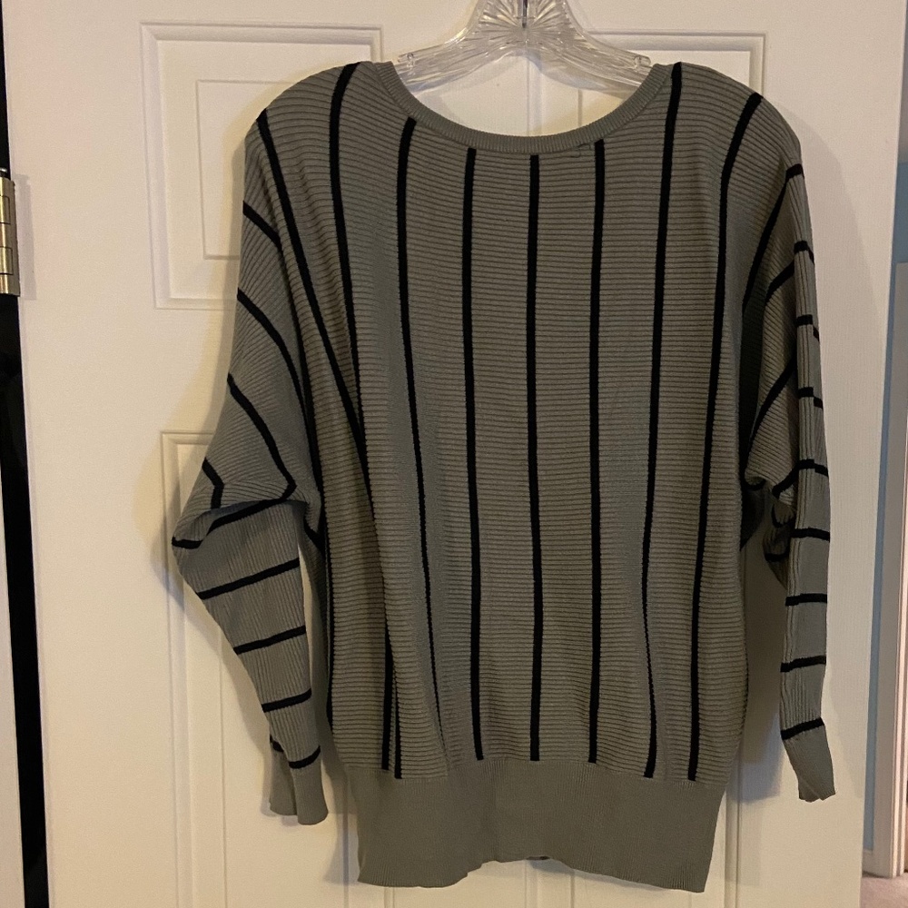 Sage Green striped sweater, size M
